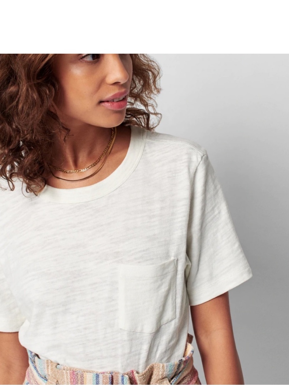 NWT Faherty Slub Cotton Pocket Tee Womens S Ivory Cream Top Soft Shirt